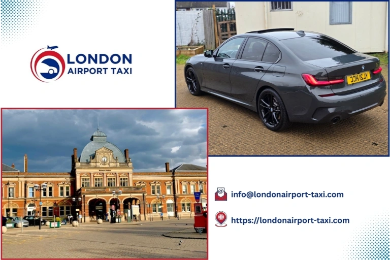 London Airport Taxi vehicle on A11 route from Stansted Airport to Norwich