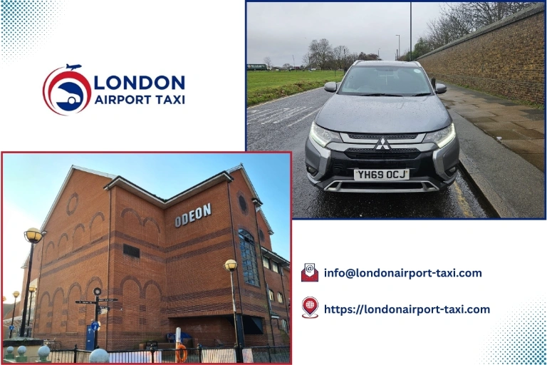 London Airport Taxi vehicle on A131 route from Stansted Airport to Chelmsford