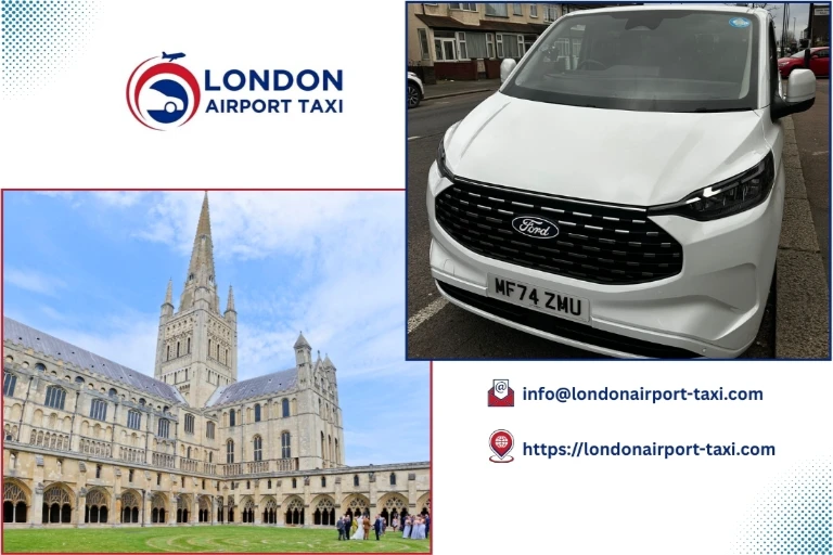 Professional taxi on M1 from Norwich to Luton Airport