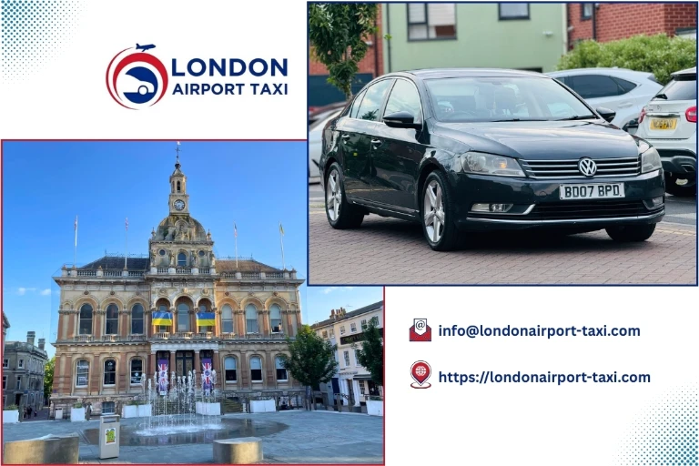 Professional taxi on M1 from Ipswich to Luton Airport